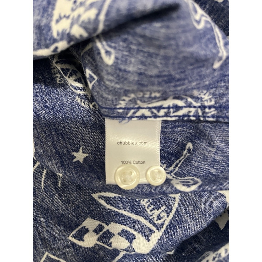Chubbies Shirt Mens Med Blue Pineapple Nautical Hawaiian Camp Button Up Casual - Picture 5 of 6